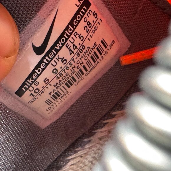 Size 10.5 Nike Zoom Hyperdunk 2011 Low Orange Gray Running Sneaker 487637-800 - Picture 9 of 12